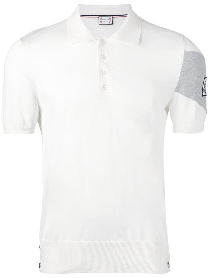 Moncler Gamme Bleu Chevron Sleeve Polo - Nude & Neutrals