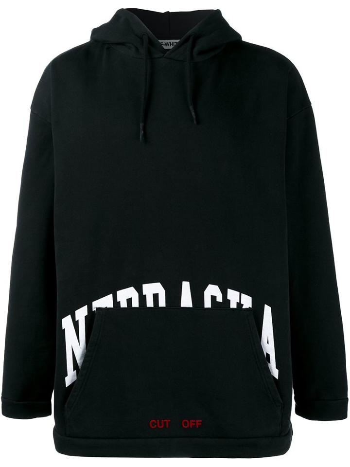 Off-white Stripe Print Hoodie, Men's, Size: Medium, Black, Cotton