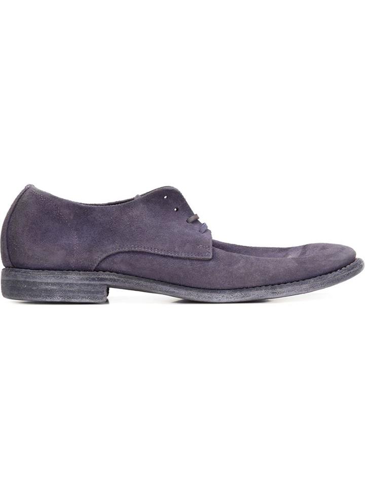 Guidi Distressed Derby Shoes, Men's, Size: 46, Pink/purple, Suede