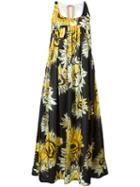 No21 Flower Print Maxi Dress, Women's, Size: 40, Black, Silk/acetate