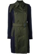 Sacai Contrast Sleeve Trench Coat, Women's, Size: Ii, Blue, Cotton