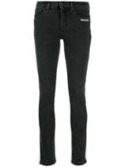 Off-white Embroidered Fringed Skinny Jeans - Black