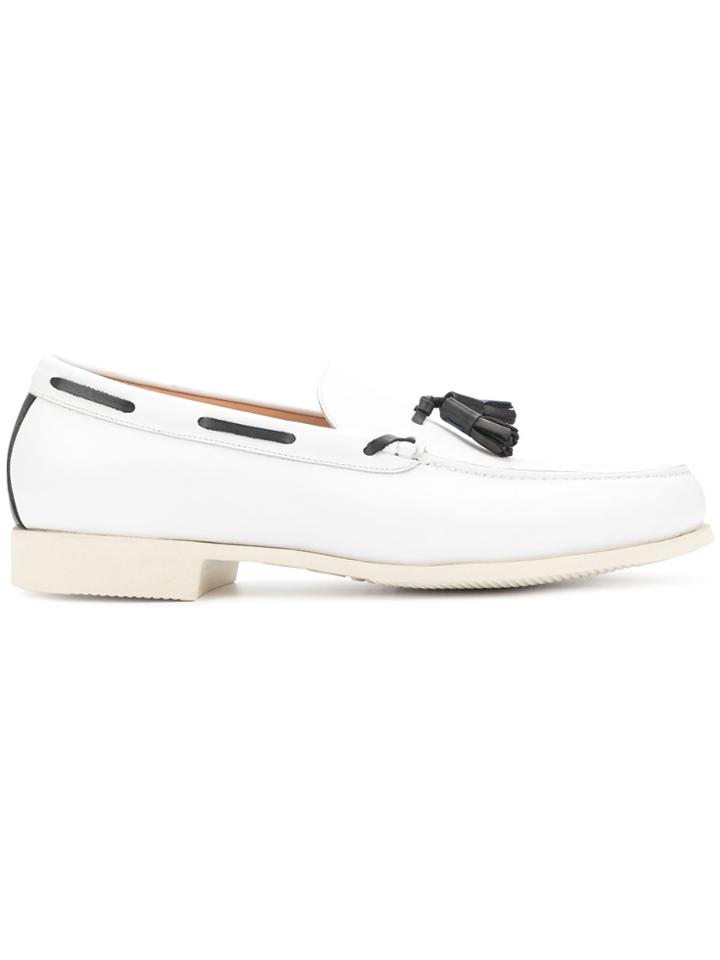 Loveless Contrast Piped Loafers - White