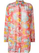 Kenzo Vintage Floral Sheer Tunic Shirt, Women's, Size: Large, Pink/purple