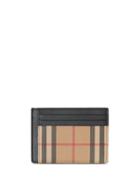 Burberry Vintage Check And Leather Money Clip Card Case - Neutrals