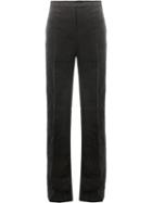 Yang Li - Textured High-waisted Trousers - Women - Linen/flax/viscose - 40, Black, Linen/flax/viscose