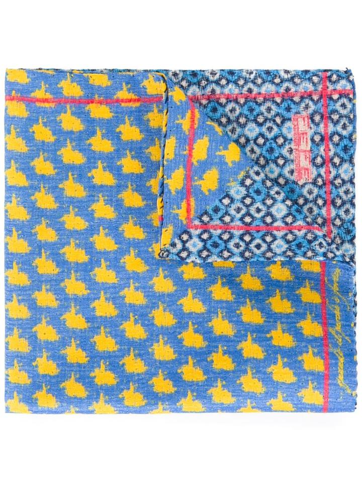Fefè Printed Pocket Square - Blue