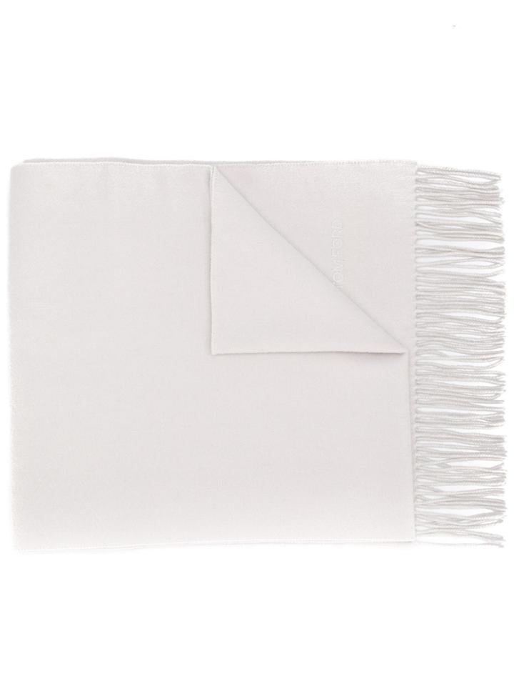 Tom Ford Embroidered Logo Scarf - Neutrals