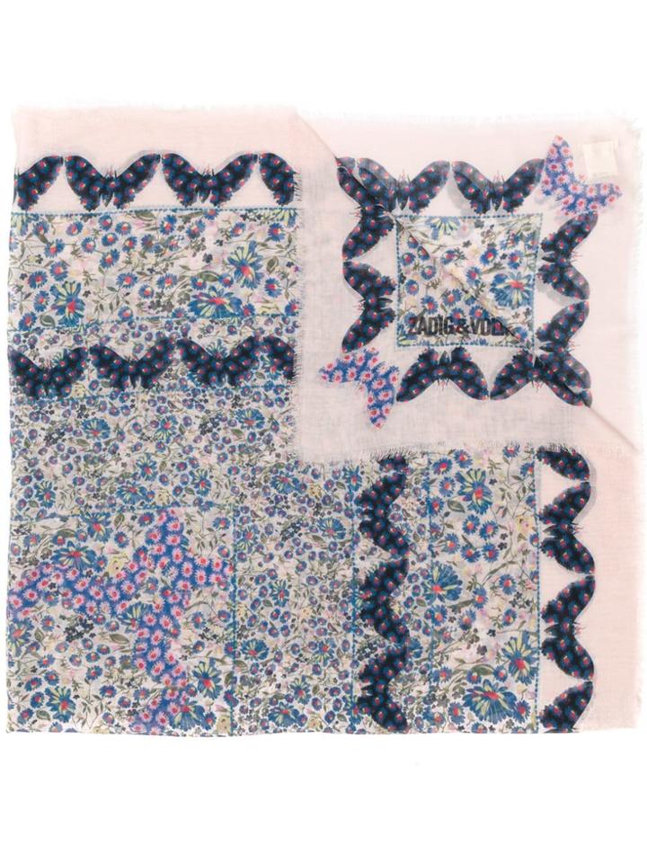 Zadig & Voltaire Floral Print Scarf - Blue