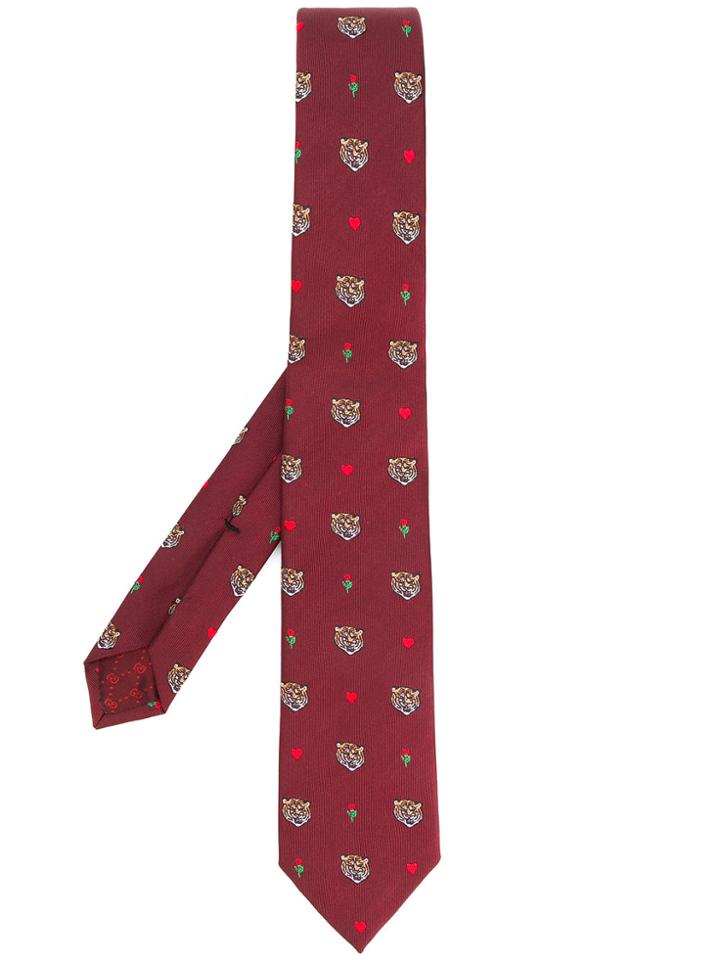 Gucci Tiger Heart Tie - Red