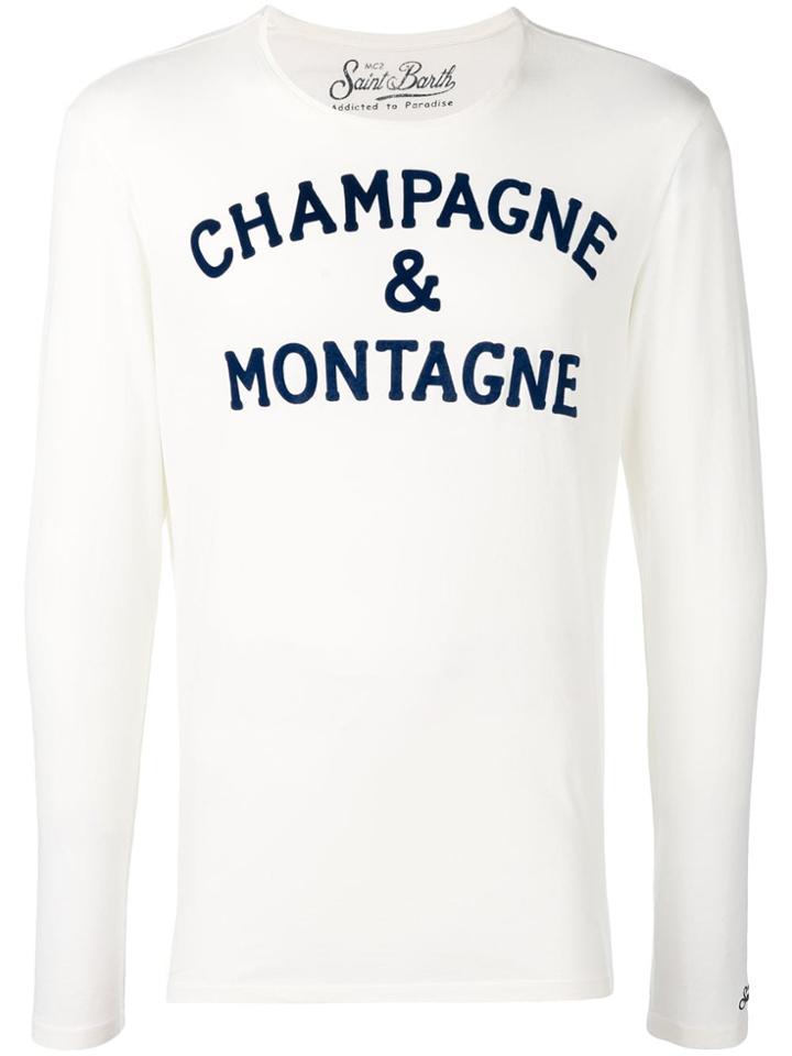 Mc2 Saint Barth Slogan Print Long Sleeve Top - White