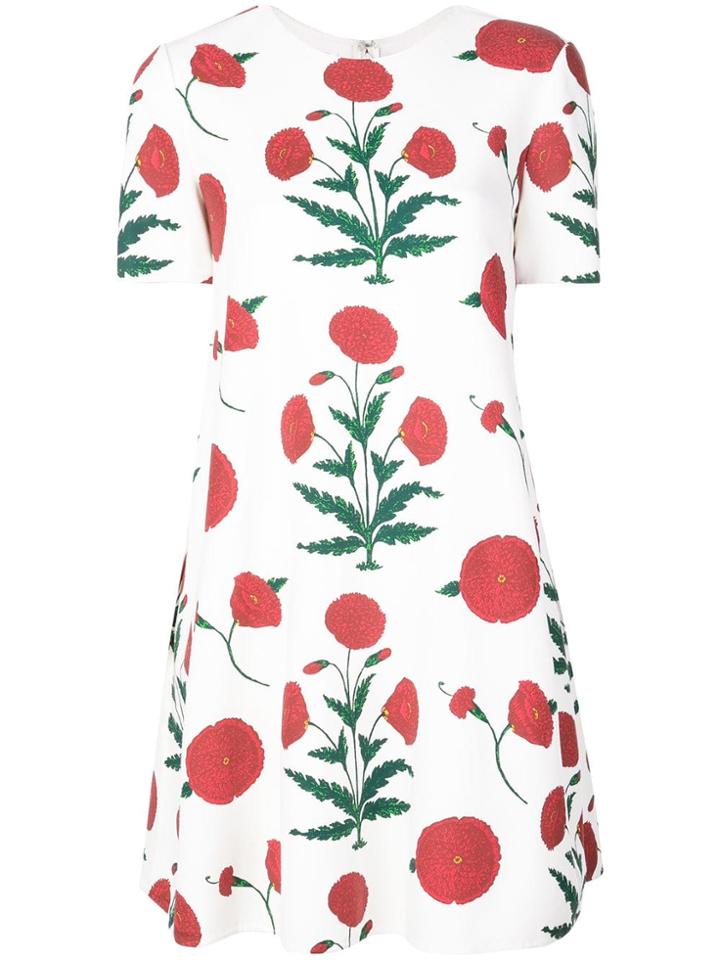 Oscar De La Renta Floral Print Swing Dress - White
