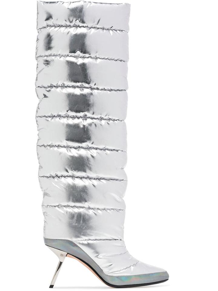 Alchimia Di Ballin Silver Metallic Lycos Puffer 80 Over The Knee Boots