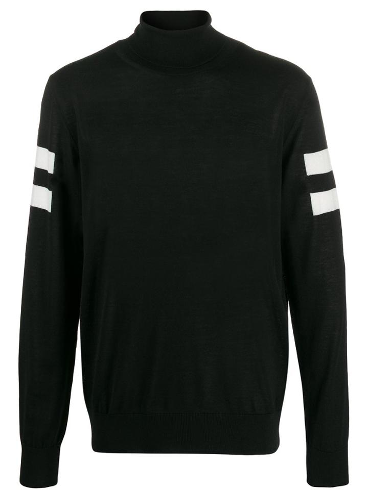 Hydrogen Dolcevita Contrasting Stripe Jumper - Black