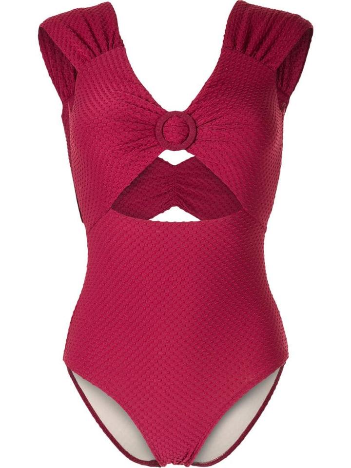 Peony Cut-out Swimsuit - Red