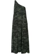 The Upside Camouflage One Shoulder Midi Dress - Green