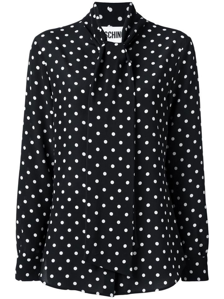 Moschino Tied Collar Blouse, Women's, Size: 46, Black, Silk