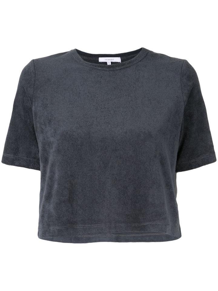 Venroy Terry Towel Cropped T-shirt - Blue