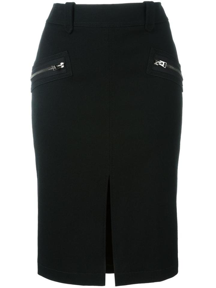 Tom Ford Zipped Detailing Pencil Skirt, Women's, Size: 42, Black, Viscose/cotton/spandex/elastane/spandex/elastane