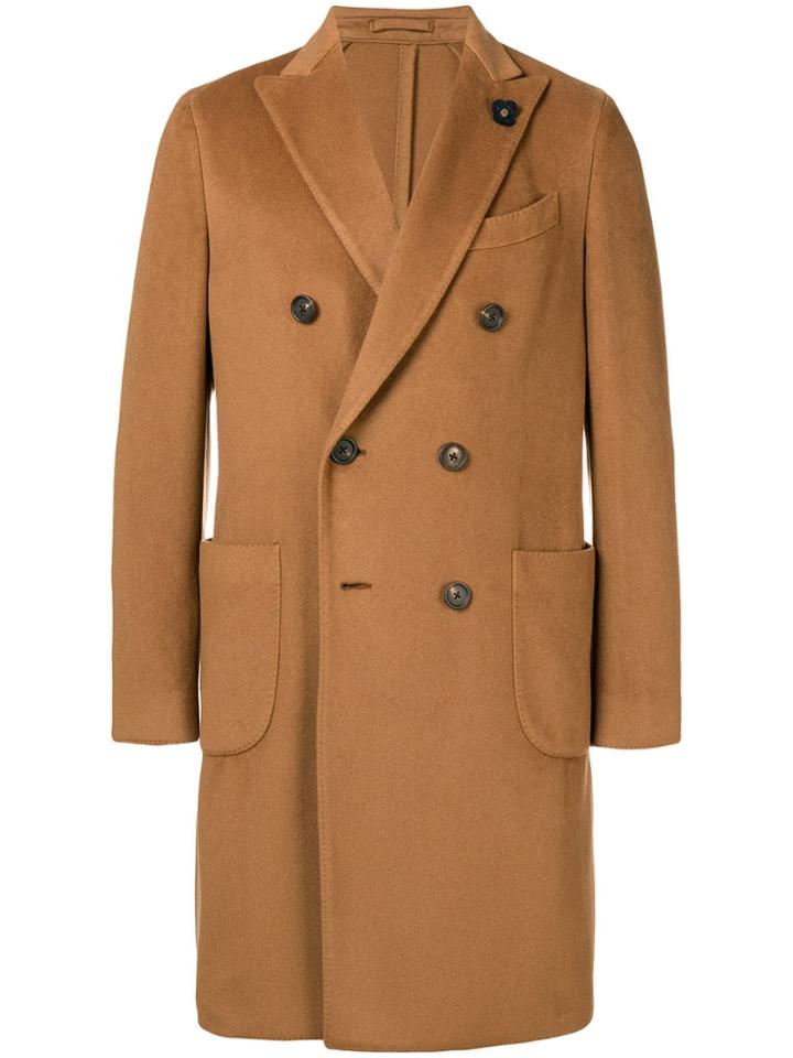 Lardini Double Breasted Coat - Neutrals