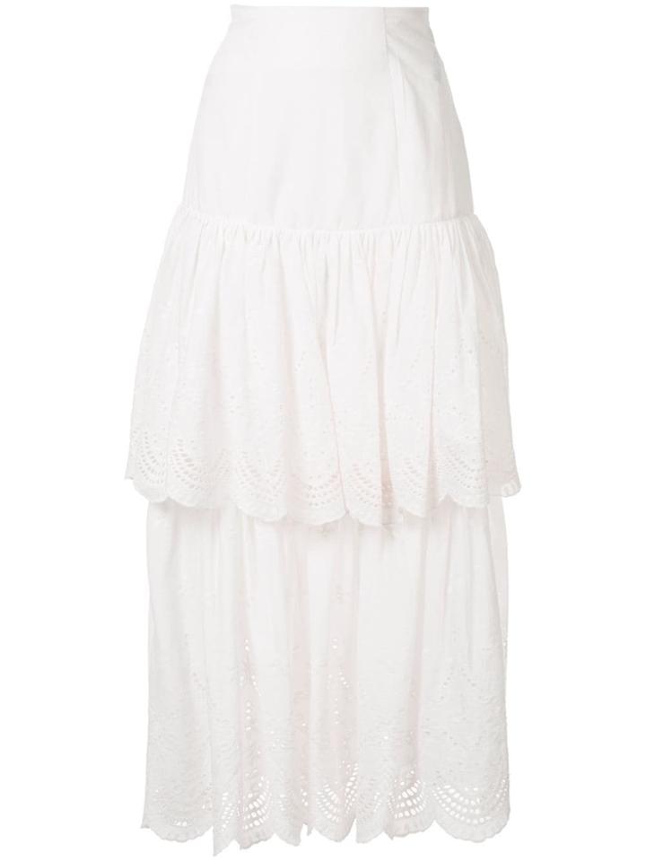 Bambah Eyelet Ruffle Maxi Skirt - White