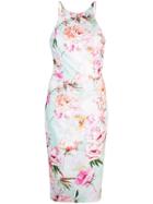 Black Halo Floral Print Fitted Dress - Green