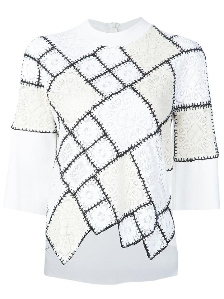 Oscar De La Renta Lace And Crochet Patchwork Sweater