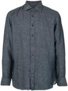 120% Lino Textured Longsleeved Shirt - Grey
