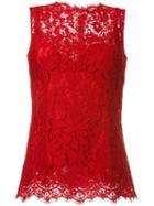 Dolce & Gabbana Floral Lace Top, Women's, Size: 40, Red, Cotton/viscose/polyamide/polyamide