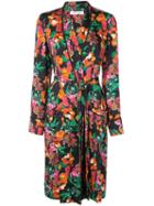 Diane Von Furstenberg Floral Print Trench Coat - Black