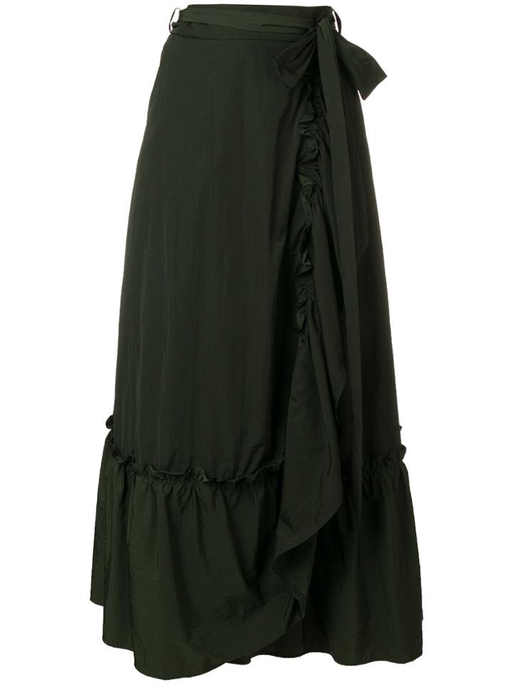 Mira Mikati Wrap Ruffle Technical Skirt - Green