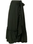 Mira Mikati Wrap Ruffle Technical Skirt - Green