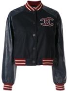 Chanel Pre-owned Leather Panelled Logo Bomber - Black