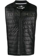 Plein Sport Quilted Gilet With Logo Plaque - Black