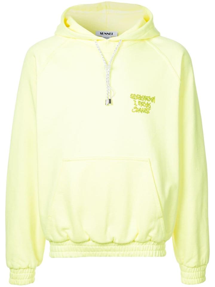 Sunnei Graphic Slogan Hoodie - Yellow
