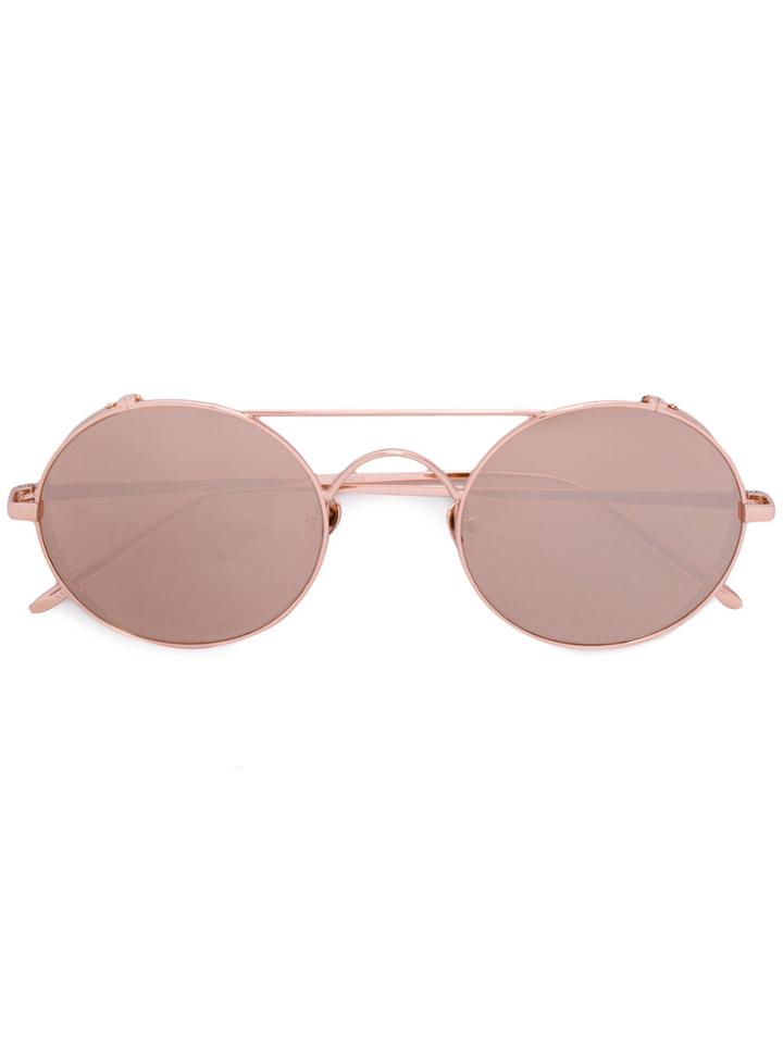 Linda Farrow Round Tinted Sunglasses - Pink & Purple