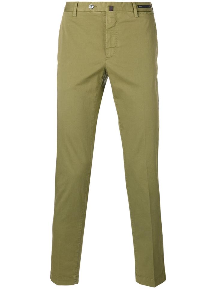 Pt01 Skinny Cropped Trousers, Men's, Size: 48, Green, Cotton/spandex/elastane