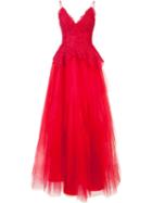 Nha Khanh Tulle Skirt Ball Gown, Women's, Size: 8, Red, Polyester/nylon/cotton