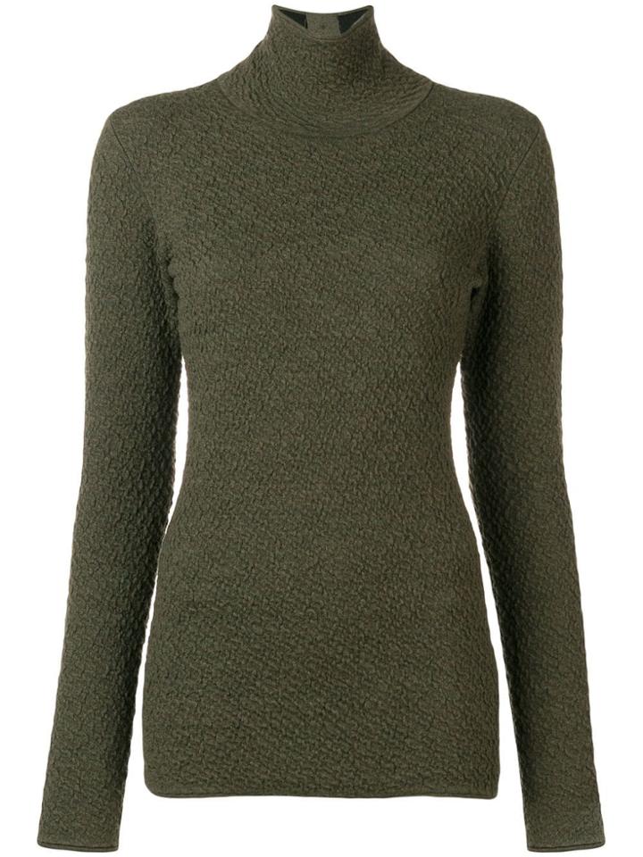 Victoria Beckham Textured Knit Roll Neck Sweater - Green