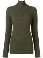 Victoria Beckham Textured Knit Roll Neck Sweater - Green