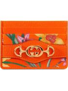 Gucci Flora Print Cardholder - Orange