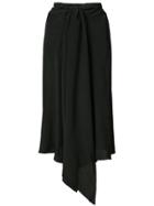 Tome Tie Waist Asymmetrical Midi Skirt - Black