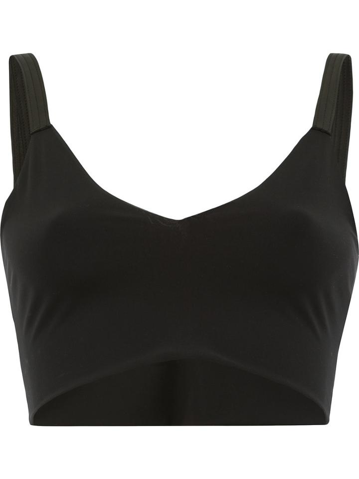 Ilaria Nistri V-neck Crop Top, Women's, Size: 38, Black, Lamb Skin/polyamide/spandex/elastane