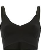 Ilaria Nistri V-neck Crop Top, Women's, Size: 38, Black, Lamb Skin/polyamide/spandex/elastane