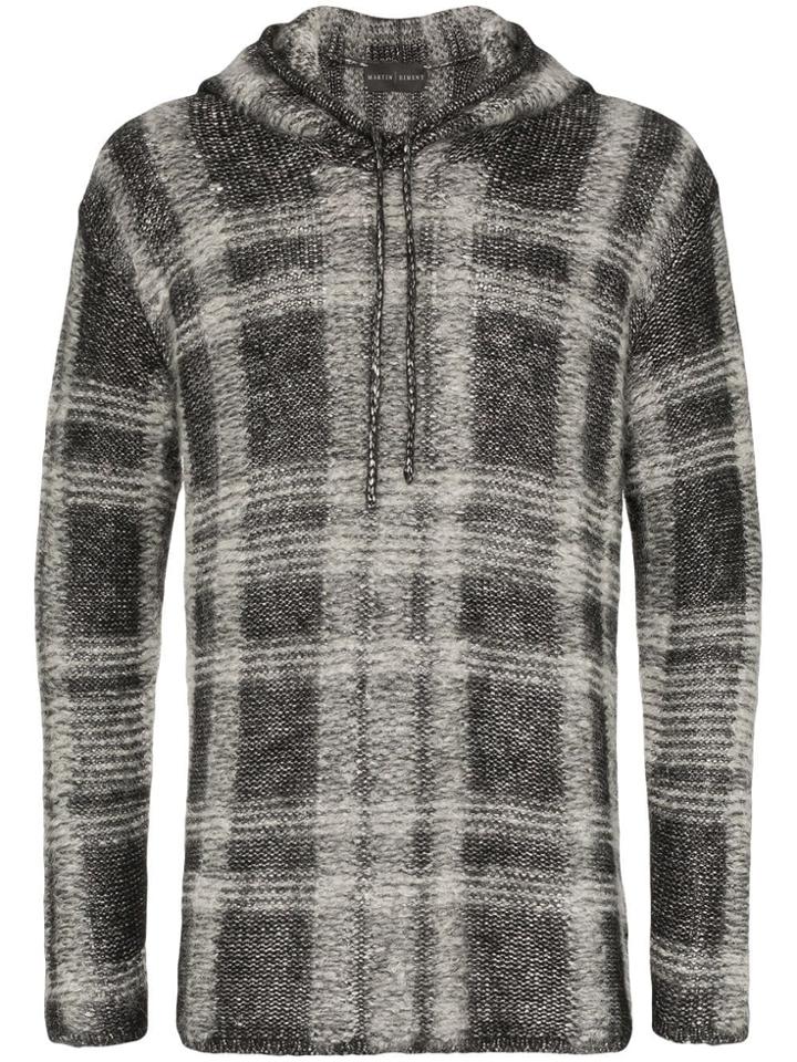 Martin Diment Check Knitted Hoodie - Black