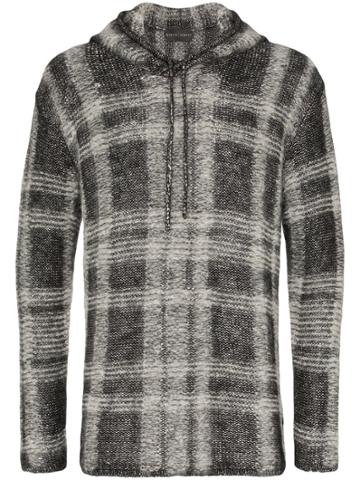 Martin Diment Check Knitted Hoodie - Black