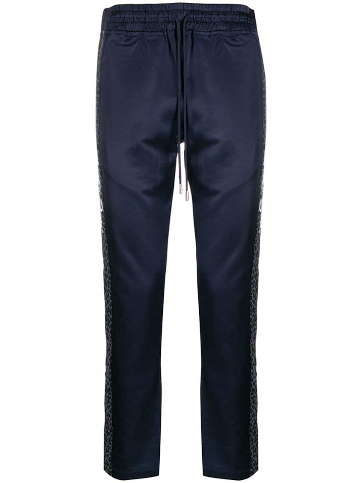 Just Don Leopard Print Stripe Track Trousers - Blue