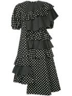 Paskal Asymmetric Polka Dot Dress - Black