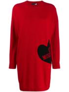 Love Moschino Oversized Knitted Logo Dress - Red