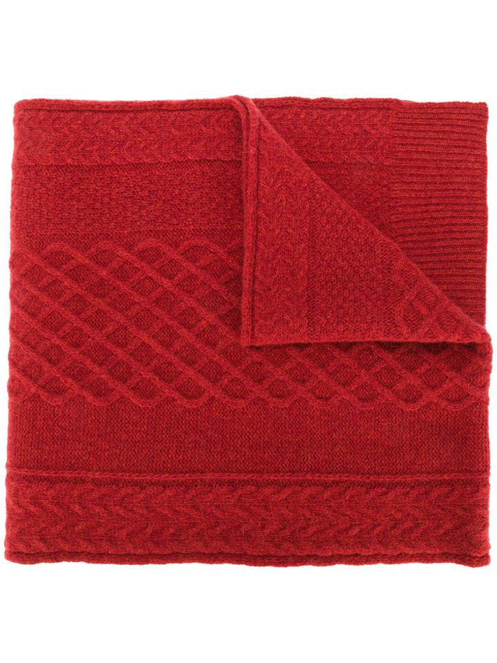 Pringle Of Scotland Cable Knit Scarf - Red